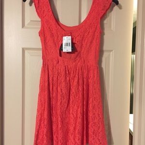 Lace Coral Skater Dress